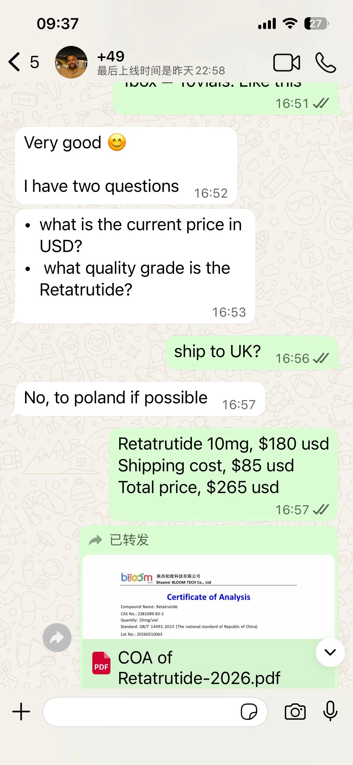 Retatrutide feedback | Shaanxi BLOOM Tech Co., Ltd Retatrutide feedback | Shaanxi BLOOM Tech Co., Ltd